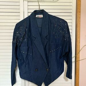 Embellished Dark Blue Jean Jacket